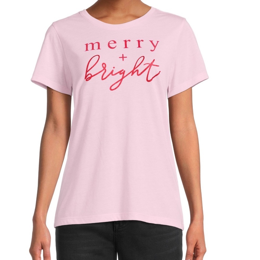 Holiday Time Womens's Christmas Merry and Bright Graphic Tee
